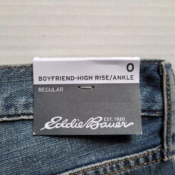 Eddie Bauer jeans Boyfriend high rise ankle stretch denim pants distressed new - Picture 9 of 16